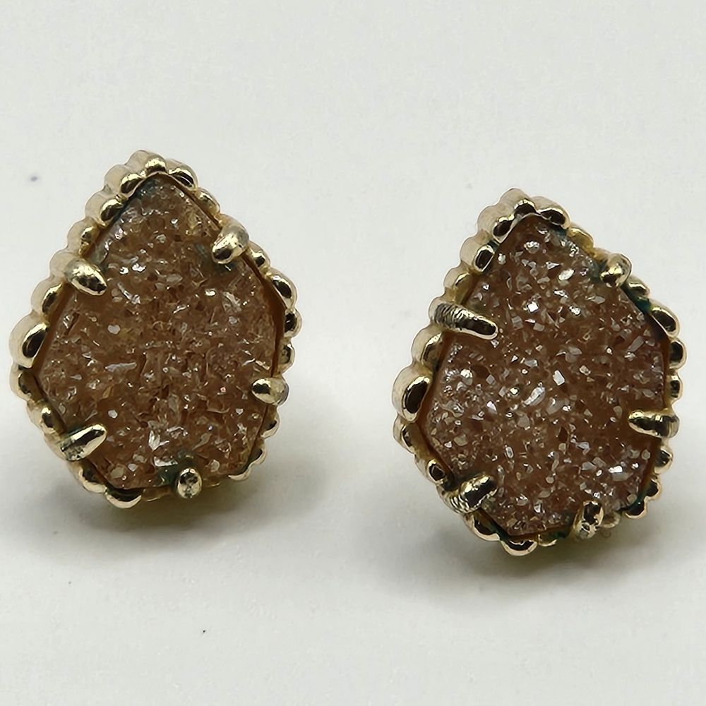 Kendra Scott Gold Stud Tessa Earrings In Rose Drusy